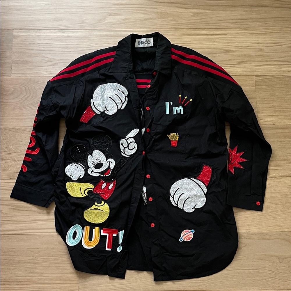 Disney Black and Red Casual Button Down Shirt